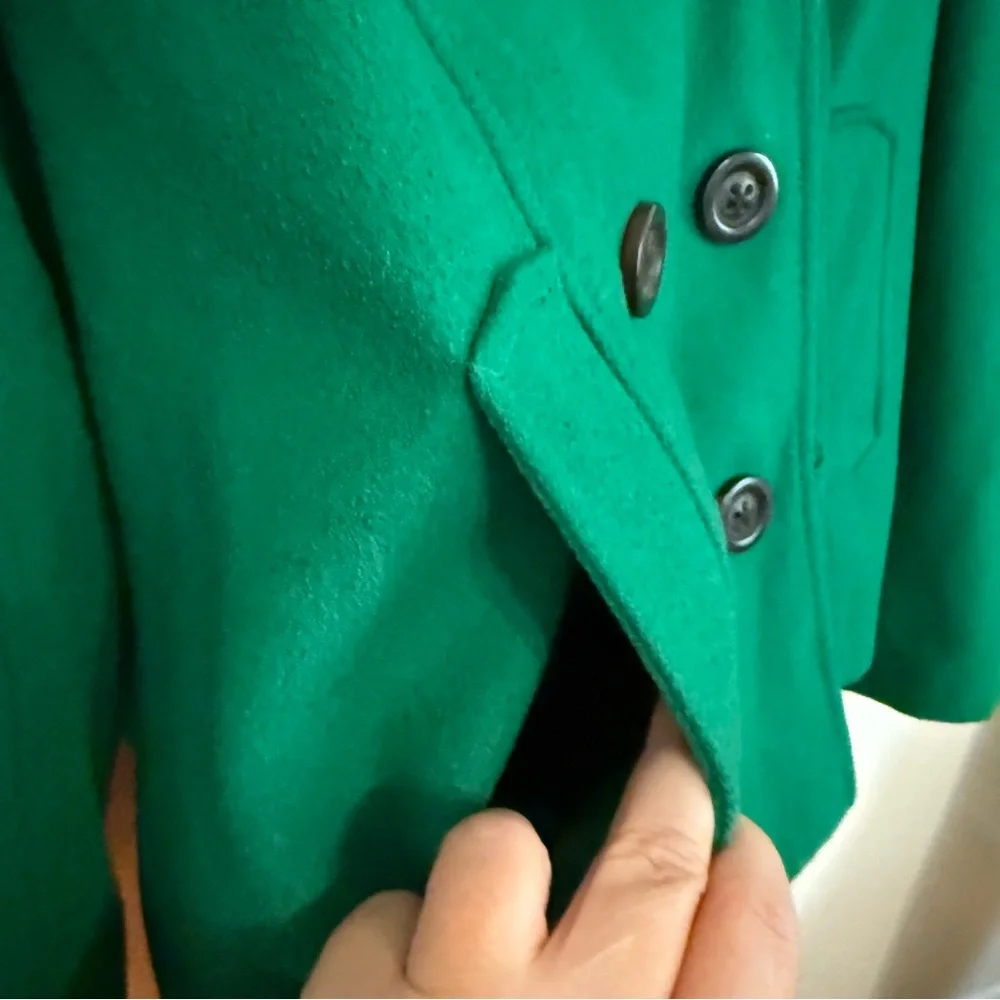 Old Navy Double-Breasted Kelly Green Wool Blend Peacoat - Picture 3 of 7